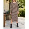 imageANRABESS Long Sleeve Midi Dresses for Women Fall Fashion Casual Vacation Crewneck Loose Split Striped Long Tshirts DressBrown White Stripe