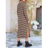 imageANRABESS Long Sleeve Midi Dresses for Women Fall Fashion Casual Vacation Crewneck Loose Split Striped Long Tshirts DressBrown White Stripe