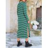imageANRABESS Long Sleeve Midi Dresses for Women Fall Fashion Casual Vacation Crewneck Loose Split Striped Long Tshirts DressGreen White Stripe