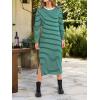 imageANRABESS Long Sleeve Midi Dresses for Women Fall Fashion Casual Vacation Crewneck Loose Split Striped Long Tshirts DressGreen White Stripe