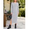 imageANRABESS Long Sleeve Midi Dresses for Women Fall Fashion Casual Vacation Crewneck Loose Split Striped Long Tshirts DressGrey White Stripe