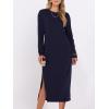 imageANRABESS Long Sleeve Midi Dresses for Women Fall Fashion Casual Vacation Crewneck Loose Split Striped Long Tshirts DressNavy Blue