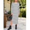 imageANRABESS Long Sleeve Midi Dresses for Women Fall Fashion Casual Vacation Crewneck Loose Split Striped Long Tshirts DressWhite Black Stripe
