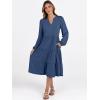 imageANRABESS Long Sleeve Midi Dresses for Women V Neck 2025 Fall Fashion Casual Loose Fit Flowy Swing Tiered Vacation Boho DressBlue