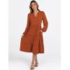 imageANRABESS Long Sleeve Midi Dresses for Women V Neck 2025 Fall Fashion Casual Loose Fit Flowy Swing Tiered Vacation Boho DressBrick Orange