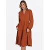 imageANRABESS Long Sleeve Midi Dresses for Women V Neck 2025 Fall Fashion Casual Loose Fit Flowy Swing Tiered Vacation Boho DressBrick Orange