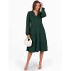 imageANRABESS Long Sleeve Midi Dresses for Women V Neck 2025 Fall Fashion Casual Loose Fit Flowy Swing Tiered Vacation Boho DressDeep Green