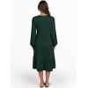 imageANRABESS Long Sleeve Midi Dresses for Women V Neck 2025 Fall Fashion Casual Loose Fit Flowy Swing Tiered Vacation Boho DressDeep Green