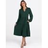 imageANRABESS Long Sleeve Midi Dresses for Women V Neck 2025 Fall Fashion Casual Loose Fit Flowy Swing Tiered Vacation Boho DressDeep Green