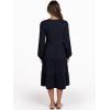 imageANRABESS Long Sleeve Midi Dresses for Women V Neck 2025 Fall Fashion Casual Loose Fit Flowy Swing Tiered Vacation Boho DressDeep Navy Blue