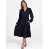 imageANRABESS Long Sleeve Midi Dresses for Women V Neck 2025 Fall Fashion Casual Loose Fit Flowy Swing Tiered Vacation Boho DressDeep Navy Blue