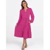 imageANRABESS Long Sleeve Midi Dresses for Women V Neck 2025 Fall Fashion Casual Loose Fit Flowy Swing Tiered Vacation Boho DressHot Pink