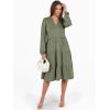 imageANRABESS Long Sleeve Midi Dresses for Women V Neck 2025 Fall Fashion Casual Loose Fit Flowy Swing Tiered Vacation Boho DressOlive