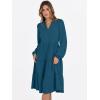 imageANRABESS Long Sleeve Midi Dresses for Women V Neck 2025 Fall Fashion Casual Loose Fit Flowy Swing Tiered Vacation Boho DressTeal Blue