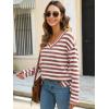 imageANRABESS Long Sleeve Shirts for Women V Neck Casual Fall Tops Loose Fit Lightweight Sweaters Tunic Fashion 2025 ClothesStriped Rust