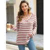 imageANRABESS Long Sleeve Shirts for Women V Neck Casual Fall Tops Loose Fit Lightweight Sweaters Tunic Fashion 2025 ClothesStriped Rust