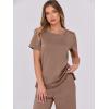 imageANRABESS Women 2 Piece Lounge Sets Summer Travel Sweat Outfits Short Sleeve Wide Leg Casual Matching Tracksuits ClothesBrown
