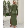 imageANRABESS Women Long Sleeve Dresses 2025 Fall Casual Crewneck Loose Fit Split Flowy WrinkleFree Travel Vacation Maxi DressArmy Green