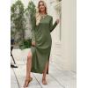 imageANRABESS Women Long Sleeve Dresses 2025 Fall Casual Crewneck Loose Fit Split Flowy WrinkleFree Travel Vacation Maxi DressArmy Green