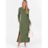 imageANRABESS Women Long Sleeve Dresses 2025 Fall Casual Crewneck Loose Fit Split Flowy WrinkleFree Travel Vacation Maxi DressArmy Green
