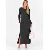 imageANRABESS Women Long Sleeve Dresses 2025 Fall Casual Crewneck Loose Fit Split Flowy WrinkleFree Travel Vacation Maxi DressBlack