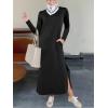imageANRABESS Women Long Sleeve Dresses 2025 Fall Casual Crewneck Loose Fit Split Flowy WrinkleFree Travel Vacation Maxi DressBlack