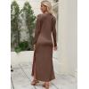 imageANRABESS Women Long Sleeve Dresses 2025 Fall Casual Crewneck Loose Fit Split Flowy WrinkleFree Travel Vacation Maxi DressBrown