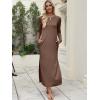imageANRABESS Women Long Sleeve Dresses 2025 Fall Casual Crewneck Loose Fit Split Flowy WrinkleFree Travel Vacation Maxi DressBrown