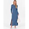 imageANRABESS Women Long Sleeve Dresses 2025 Fall Casual Crewneck Loose Fit Split Flowy WrinkleFree Travel Vacation Maxi DressDeep Blue
