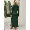 imageANRABESS Women Long Sleeve Dresses 2025 Fall Casual Crewneck Loose Fit Split Flowy WrinkleFree Travel Vacation Maxi DressDeep Green