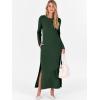 imageANRABESS Women Long Sleeve Dresses 2025 Fall Casual Crewneck Loose Fit Split Flowy WrinkleFree Travel Vacation Maxi DressDeep Green