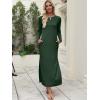 imageANRABESS Women Long Sleeve Dresses 2025 Fall Casual Crewneck Loose Fit Split Flowy WrinkleFree Travel Vacation Maxi DressDeep Green