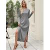 imageANRABESS Women Long Sleeve Dresses 2025 Fall Casual Crewneck Loose Fit Split Flowy WrinkleFree Travel Vacation Maxi DressGrey