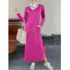 imageANRABESS Women Long Sleeve Dresses 2025 Fall Casual Crewneck Loose Fit Split Flowy WrinkleFree Travel Vacation Maxi DressHot Pink