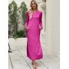 imageANRABESS Women Long Sleeve Dresses 2025 Fall Casual Crewneck Loose Fit Split Flowy WrinkleFree Travel Vacation Maxi DressHot Pink