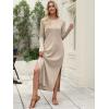 imageANRABESS Women Long Sleeve Dresses 2025 Fall Casual Crewneck Loose Fit Split Flowy WrinkleFree Travel Vacation Maxi DressKhaki