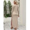 imageANRABESS Women Long Sleeve Dresses 2025 Fall Casual Crewneck Loose Fit Split Flowy WrinkleFree Travel Vacation Maxi DressKhaki