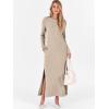 imageANRABESS Women Long Sleeve Dresses 2025 Fall Casual Crewneck Loose Fit Split Flowy WrinkleFree Travel Vacation Maxi DressKhaki
