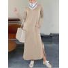 imageANRABESS Women Long Sleeve Dresses 2025 Fall Casual Crewneck Loose Fit Split Flowy WrinkleFree Travel Vacation Maxi DressKhaki