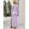 imageANRABESS Women Long Sleeve Dresses 2025 Fall Casual Crewneck Loose Fit Split Flowy WrinkleFree Travel Vacation Maxi DressLight Purple