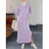 imageANRABESS Women Long Sleeve Dresses 2025 Fall Casual Crewneck Loose Fit Split Flowy WrinkleFree Travel Vacation Maxi DressLight Purple