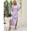 imageANRABESS Women Long Sleeve Dresses 2025 Fall Casual Crewneck Loose Fit Split Flowy WrinkleFree Travel Vacation Maxi DressLight Purple