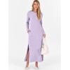 imageANRABESS Women Long Sleeve Dresses 2025 Fall Casual Crewneck Loose Fit Split Flowy WrinkleFree Travel Vacation Maxi DressLight Purple