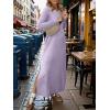 imageANRABESS Women Long Sleeve Dresses 2025 Fall Casual Crewneck Loose Fit Split Flowy WrinkleFree Travel Vacation Maxi DressLight Purple
