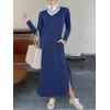 imageANRABESS Women Long Sleeve Dresses 2025 Fall Casual Crewneck Loose Fit Split Flowy WrinkleFree Travel Vacation Maxi DressNavy Blue