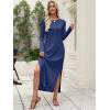 imageANRABESS Women Long Sleeve Dresses 2025 Fall Casual Crewneck Loose Fit Split Flowy WrinkleFree Travel Vacation Maxi DressNavy Blue