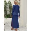 imageANRABESS Women Long Sleeve Dresses 2025 Fall Casual Crewneck Loose Fit Split Flowy WrinkleFree Travel Vacation Maxi DressNavy Blue