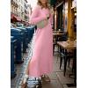 imageANRABESS Women Long Sleeve Dresses 2025 Fall Casual Crewneck Loose Fit Split Flowy WrinkleFree Travel Vacation Maxi DressPink