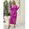 imageANRABESS Women Long Sleeve Dresses 2025 Fall Casual Crewneck Loose Fit Split Flowy WrinkleFree Travel Vacation Maxi DressPurple Red