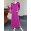 imageANRABESS Women Long Sleeve Dresses 2025 Fall Casual Crewneck Loose Fit Split Flowy WrinkleFree Travel Vacation Maxi DressPurple Red